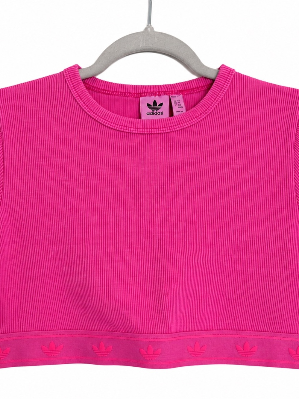 adidas Ribbed Cropped Tank Top in Hot Pink